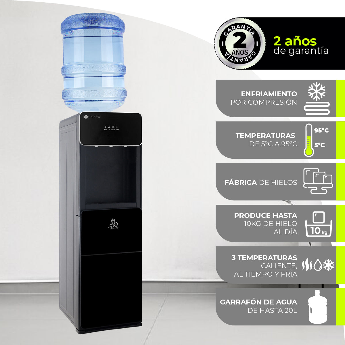 Minato Dispensador De Agua Con Fábrica De Hielos MIMWD01