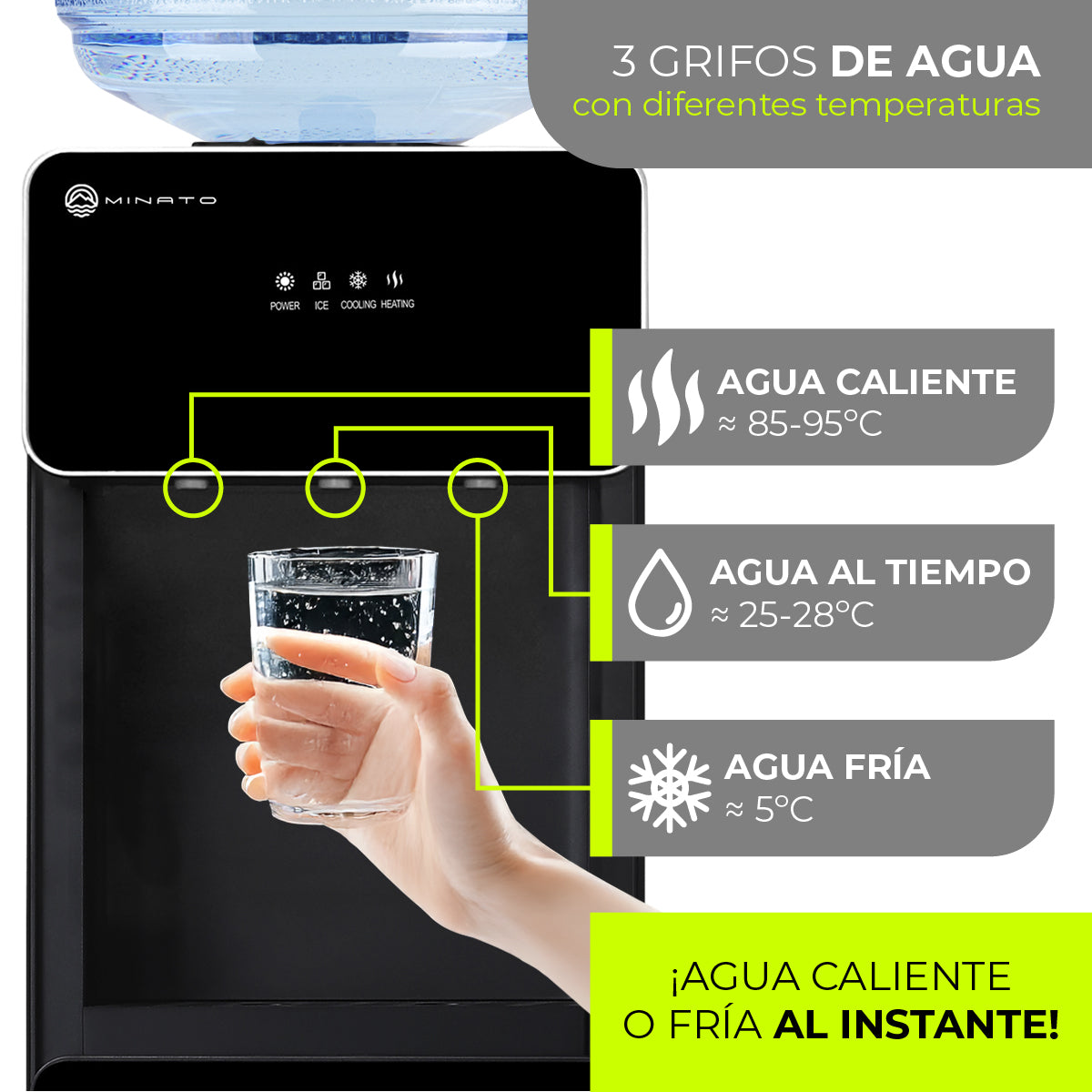 Minato Dispensador De Agua Con Fábrica De Hielos MIMWD01