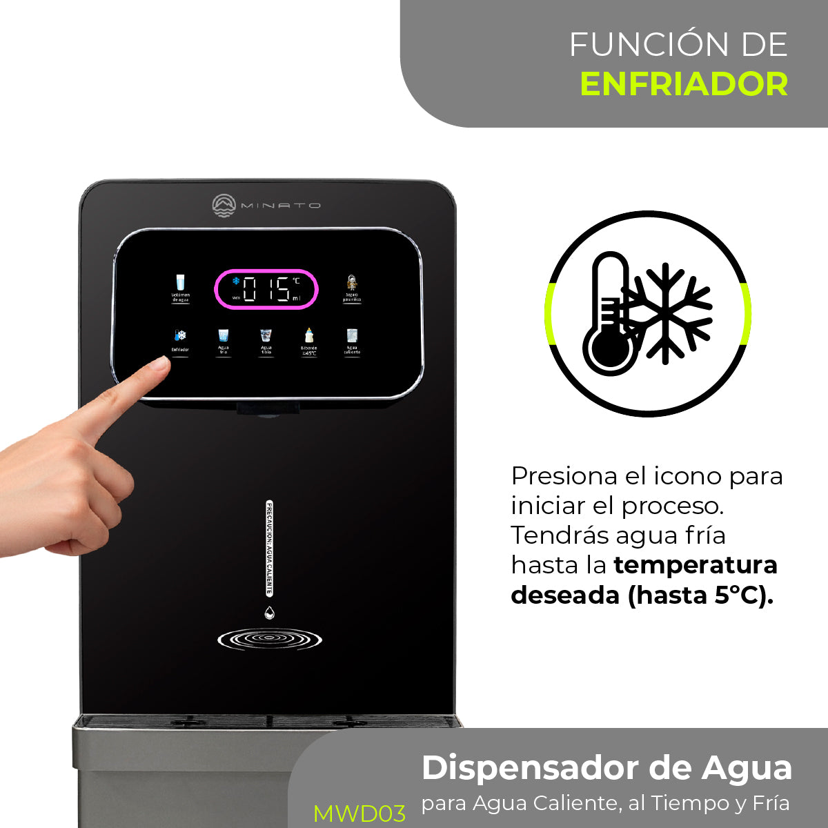 Minato Dispensador De Agua Fría, al Tiempo y Caliente MWD03 20L