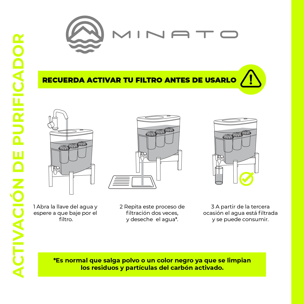 Purificador de Agua 9 litros. Incluye 3 Filtros