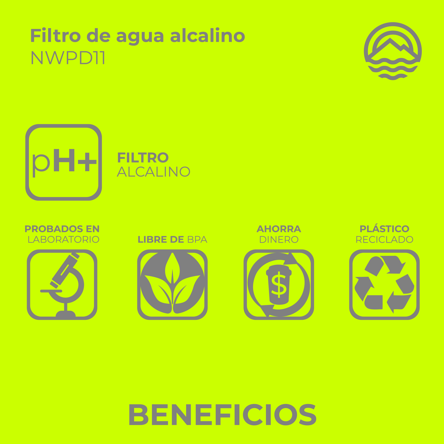 Filtro de repuesto para agua alcalina. Modelo Alcalino 2 Pack NWPD11