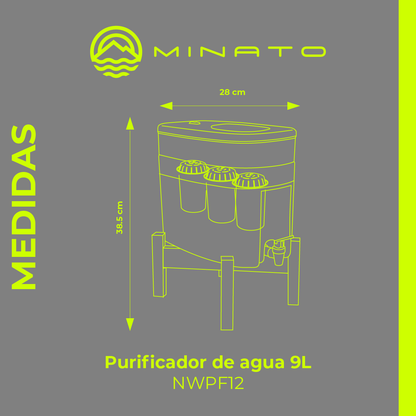 Purificador de Agua 9 litros. Incluye 3 Filtros