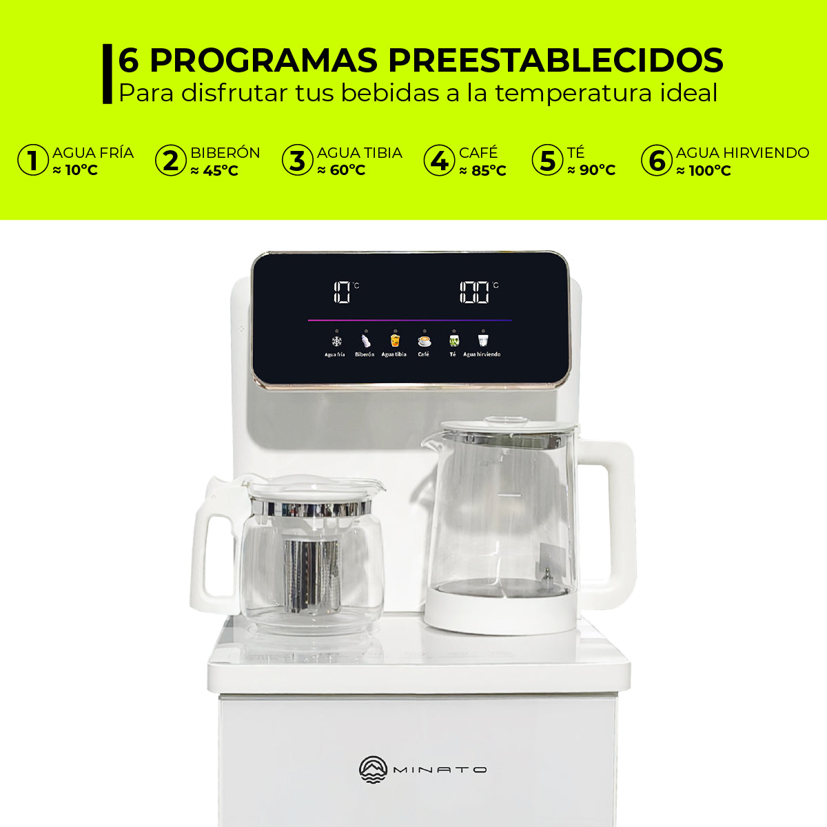 Minato Dispensador De Bebidas Agua Fría Y Caliente MWD01W 20L