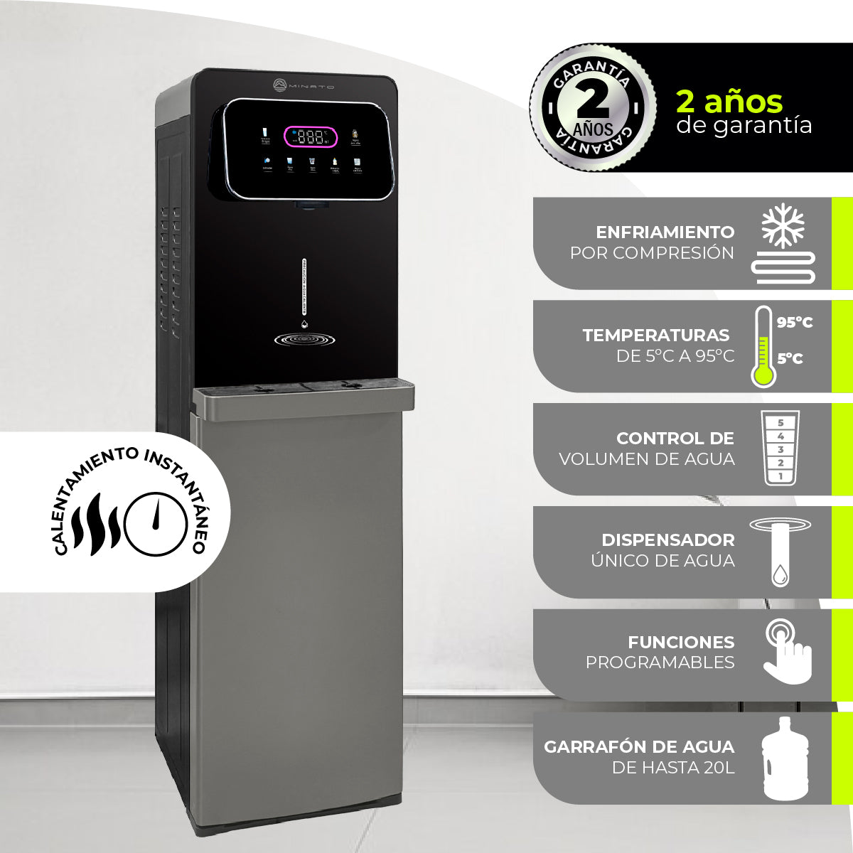Minato Dispensador De Agua Fría, al Tiempo y Caliente MWD03 20L