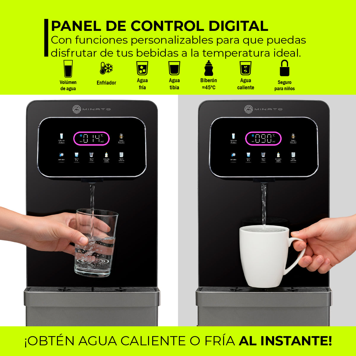 Minato Dispensador De Agua Fría, al Tiempo y Caliente MWD03 20L