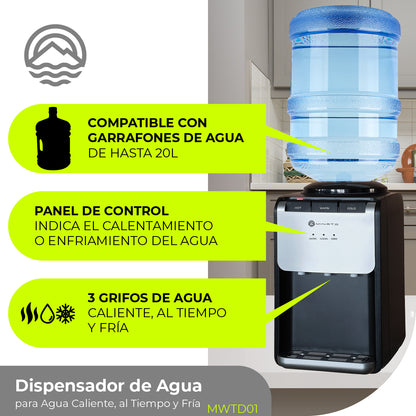 Minato Dispensador De Agua Fría/caliente 3 Grifos MWTD01