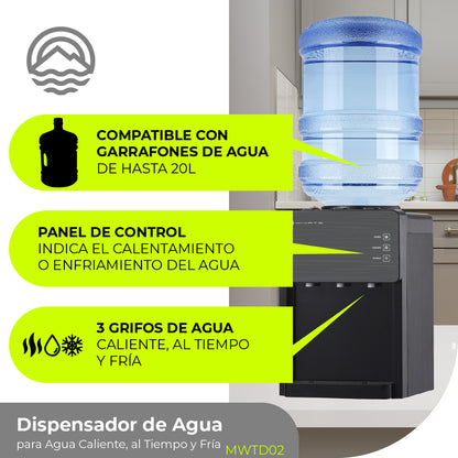 Minato Dispensador De Agua Fría/caliente 3 Grifos MWTD02
