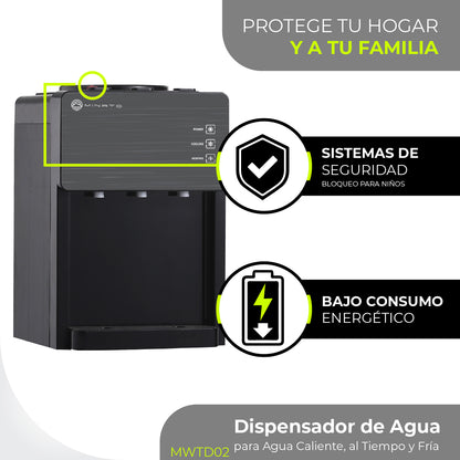 Minato Dispensador De Agua Fría/caliente 3 Grifos MWTD02