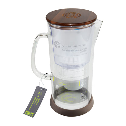 Purificador de Agua Jarra de 3.5 litros de Vidrio Borosilicato. Incluye 1 Filtro